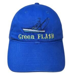 KC Caps Blue One Size Baseball Cap Hat Green Flash Sport Fishing Boat Slideback